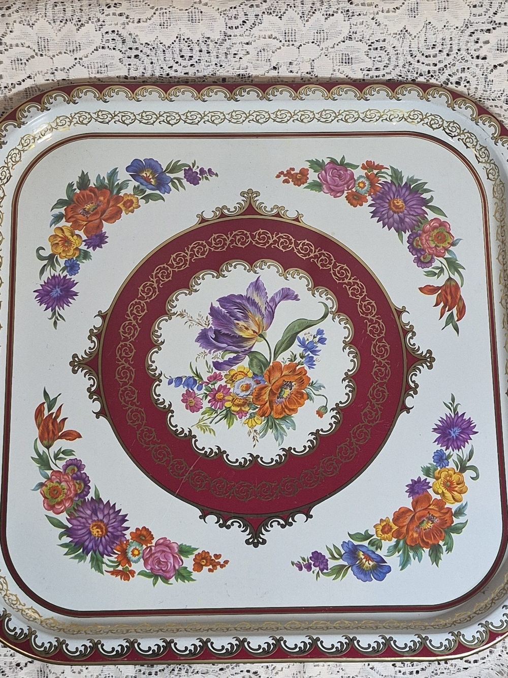 Vintage Daher Floral Serving Tray, 13.5 In.